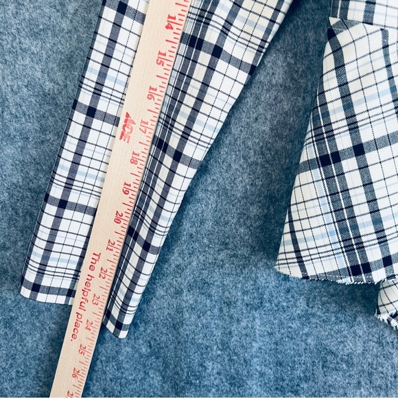 LEWIT Plaid Wool / Mohair Peplum Blazer Lined Blue White Size Small - Picture 11 of 12